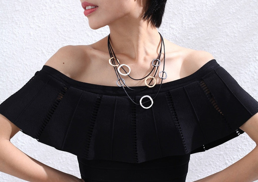 Trendy Tribal Round Circles Statement Necklace