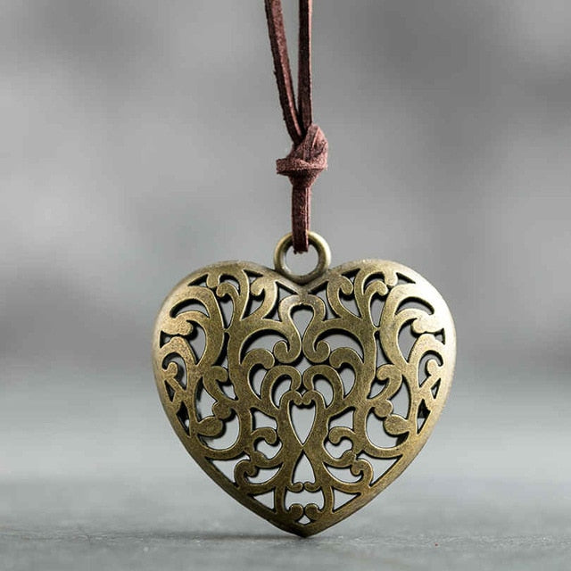 Big Love Vintage Bronze Heart Necklace Pendant 