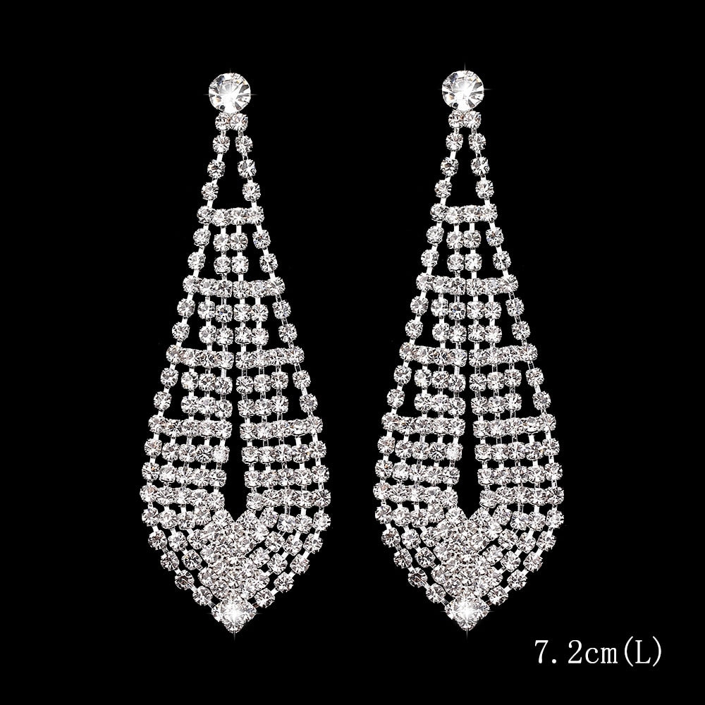 Long Tassel Classy Crystal Dangle Earrings  