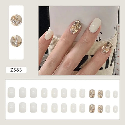 Glitter Square Full Cover Acrylic Press On Nails 24Pcs