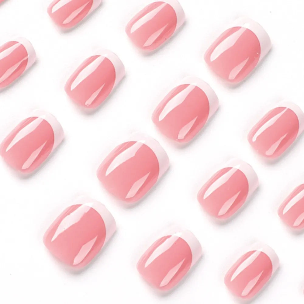 Acrylic Natural Pink Short Full Cover Square Press On Nails - 24Pcs