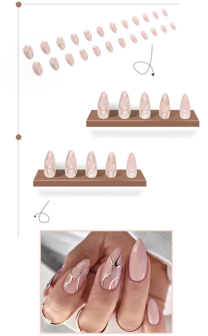 Super Chic 24pcs Full Cover Press-On Nails Manicure