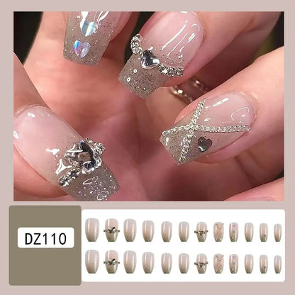Gradient Glitter 24pcs Full Cover Acrylic  Press On Nails