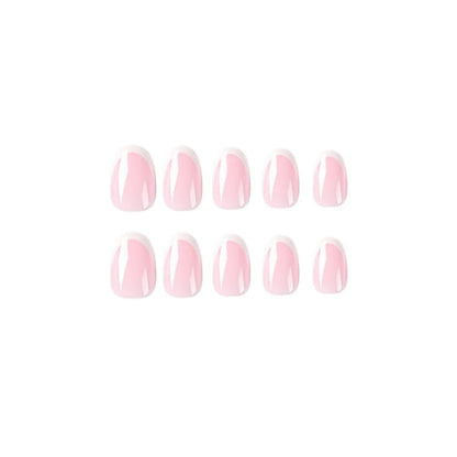 Oval French Full Cover 24pcs Acrylic Press-On Nails