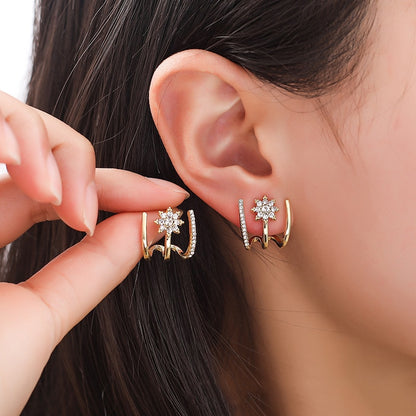 Glittery Rhinestone Zircon Statement Earrings