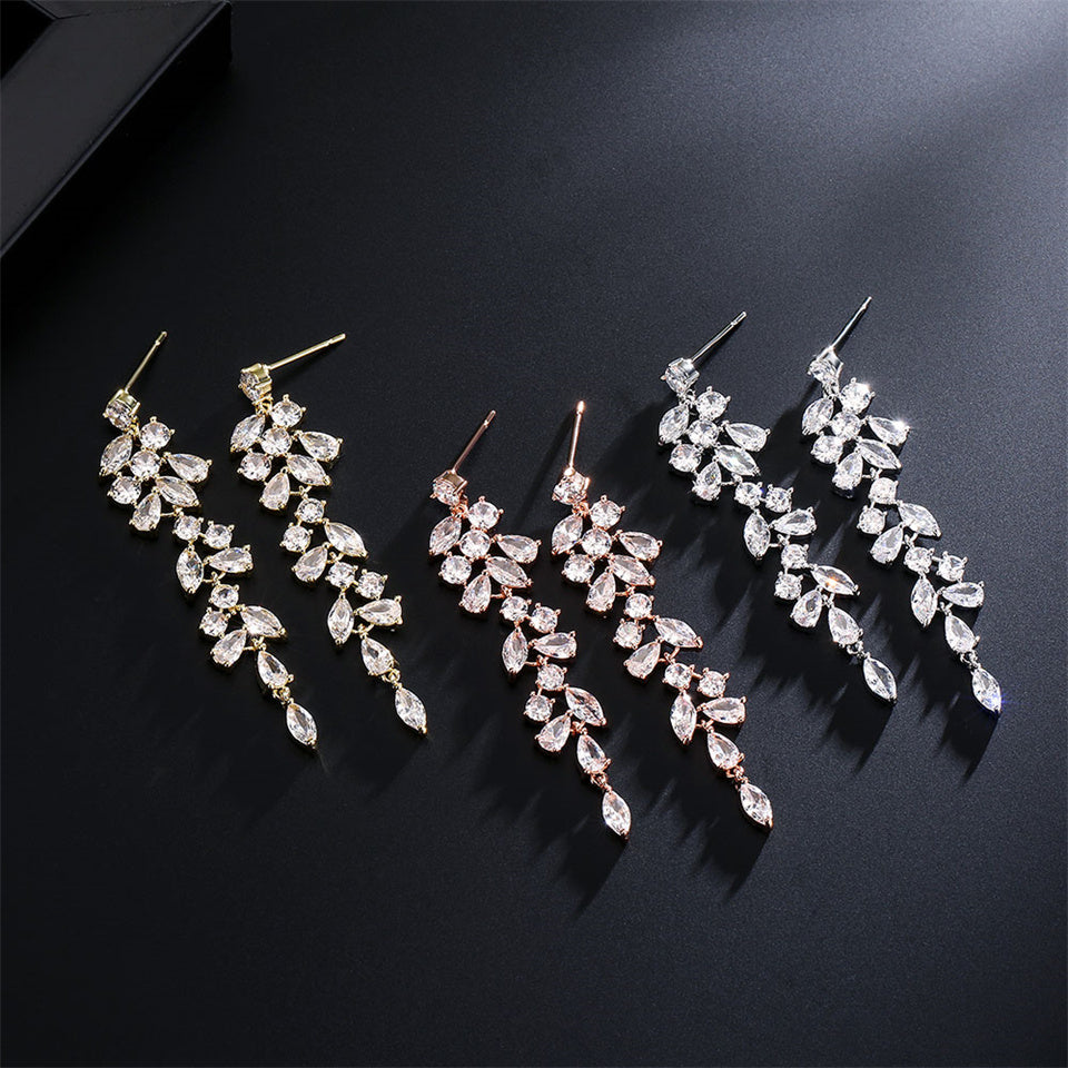 Elegant Cubic Zirconia Dangle Chandelier Earrings