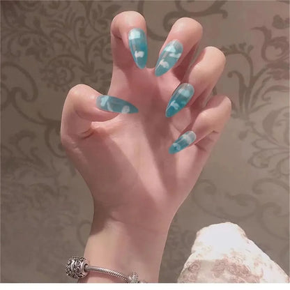Trendy 24Pcs French Style Square Press-On Nails