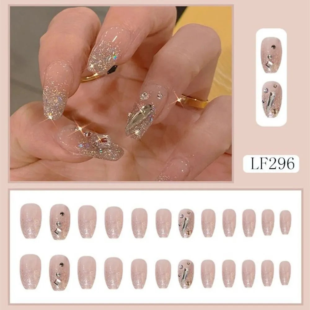 Gradient Glitter 24pcs Full Cover Acrylic  Press On Nails