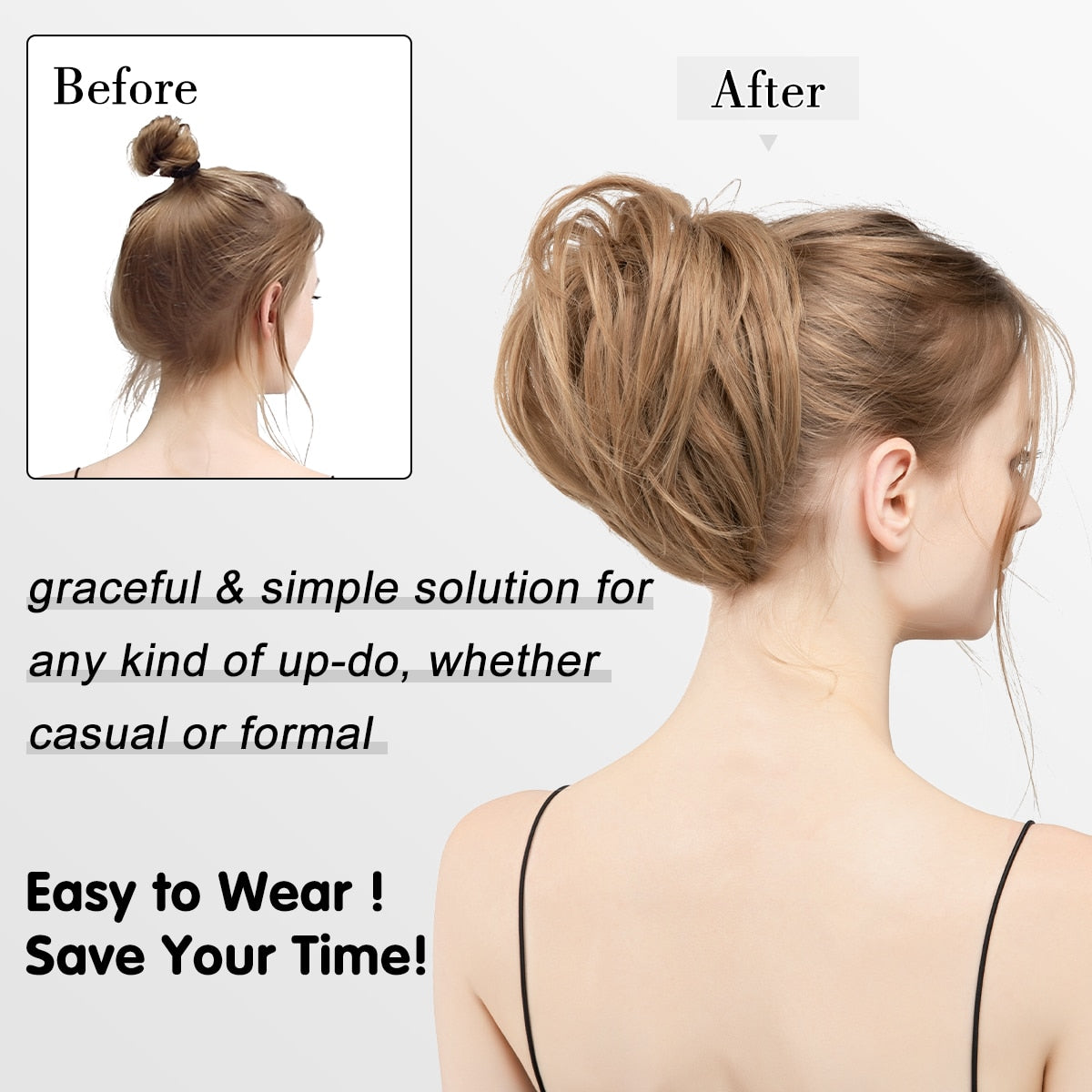 Synthetic Messy Hair Bun Extension Hairpiece