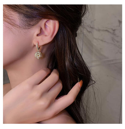 Elegant Pearl Beads Golden Drop Earrings