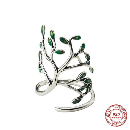 Plant Art S925 Resizable Silver Ring