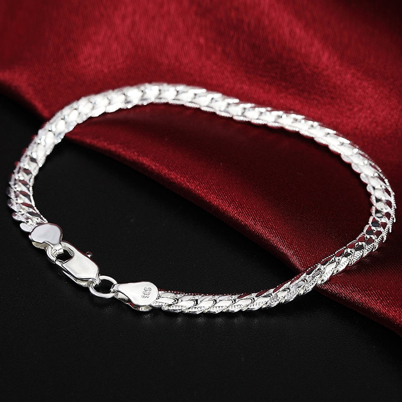 S925 Silver Chain Necklace & Bracelet Set