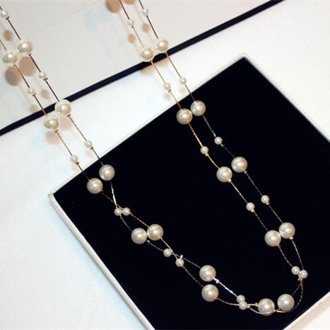 Double Layers Classic Beads Pearl Necklace