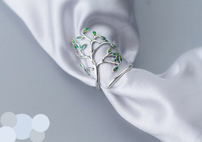 Plant Art S925 Resizable Silver Ring