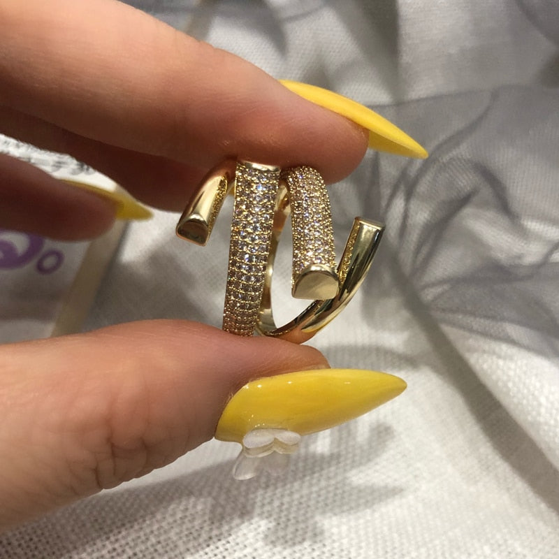 Gothic Grip Resizable Zircon Cross Opening Fashion Ring