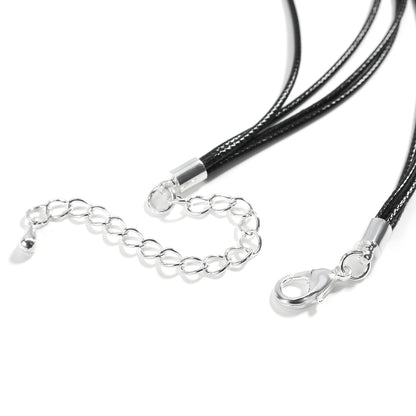 Multi-Strand Black Leather Necklace Pendant