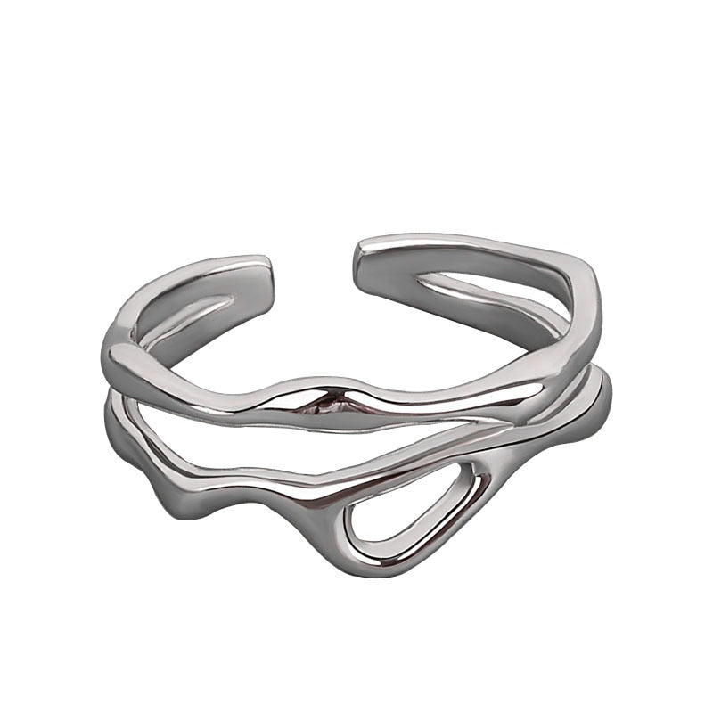 Hollow Cutout Adjustable Open End Twin Ring