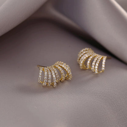 Clamp-On Zircon Glitter Stud Earrings