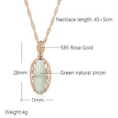 Mist Green Zircon Golden Pendant Necklace