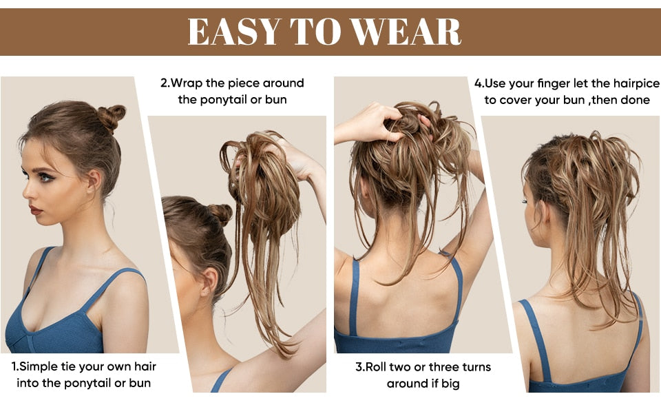 Updo Synthetic Messy Hair Bun Hairpieces