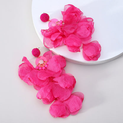 Rose Flower Petal Dangle Earrings