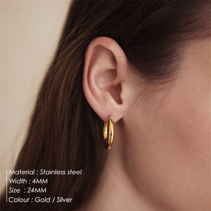 Golden Classic Stainless Steel Hoop Earrings
