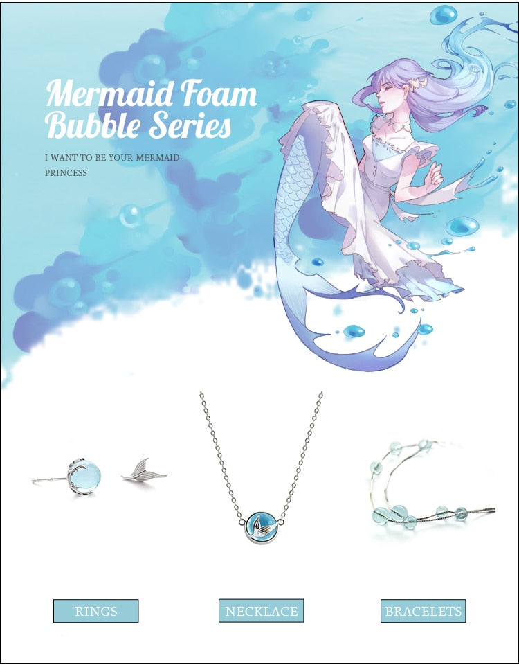 Mermaid Tail Bubble Charm Bracelet s925 Sterling Silver