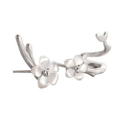 White Cherry Flower - s925 Silver Stud Earrings